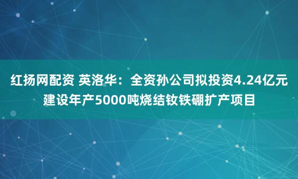 红扬网配资 英洛华：全资孙公司拟投资4.24亿元建设年产5000吨烧结钕铁硼扩产项目